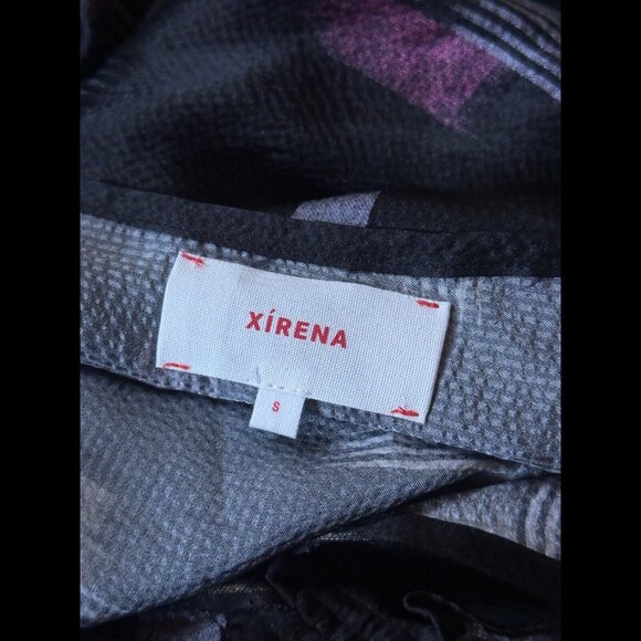 Xirena Dress Small Womens Black Pinched Long Sleeve Abstract 100% Silk Cocktail - Picture 7 of 8